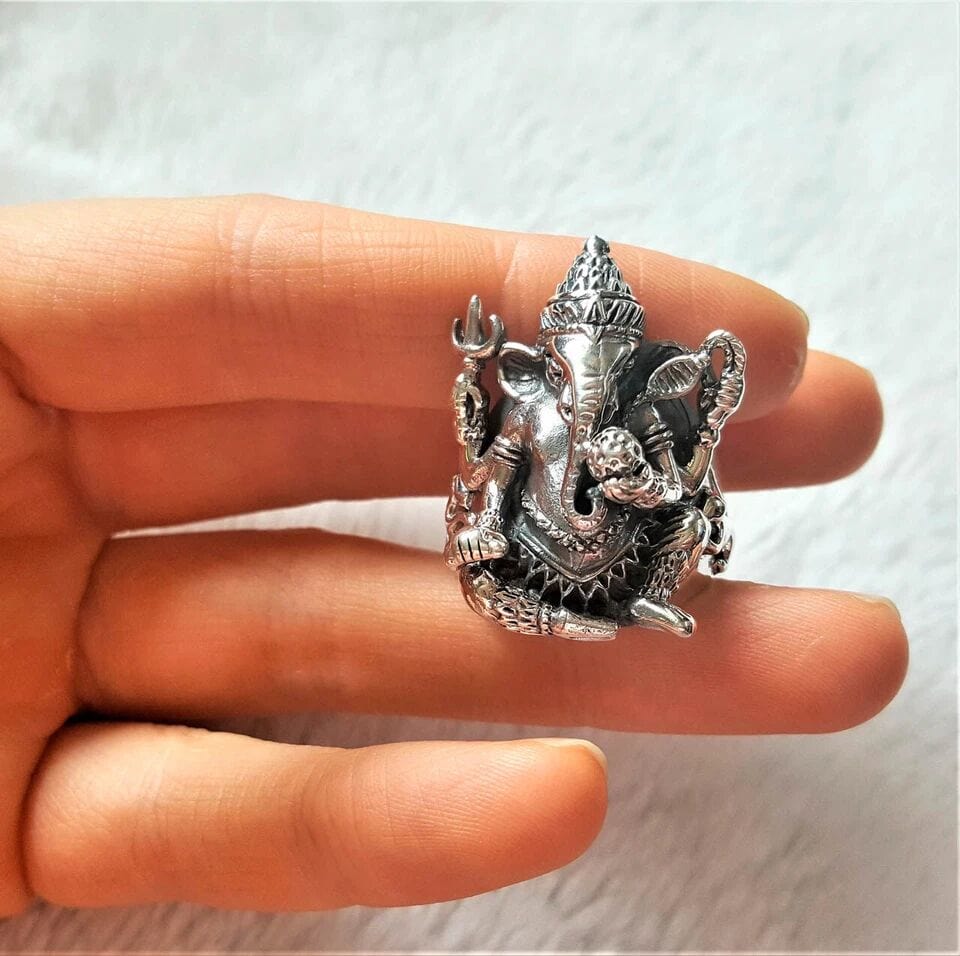 MYSTIC GANRAJ RING - Pure Stainless Steel Men’s Steel-Plated Ring – Statement Luxury Jewelry (Size : 17-22-28) - THE MEN THING
