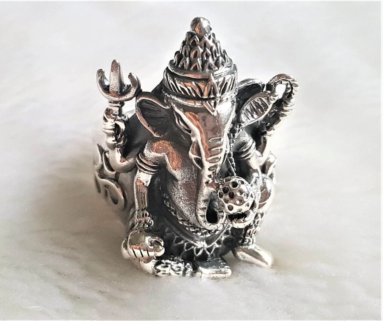 MYSTIC GANRAJ RING - Pure Stainless Steel Men’s Steel-Plated Ring – Statement Luxury Jewelry (Size : 17-22-28) - THE MEN THING