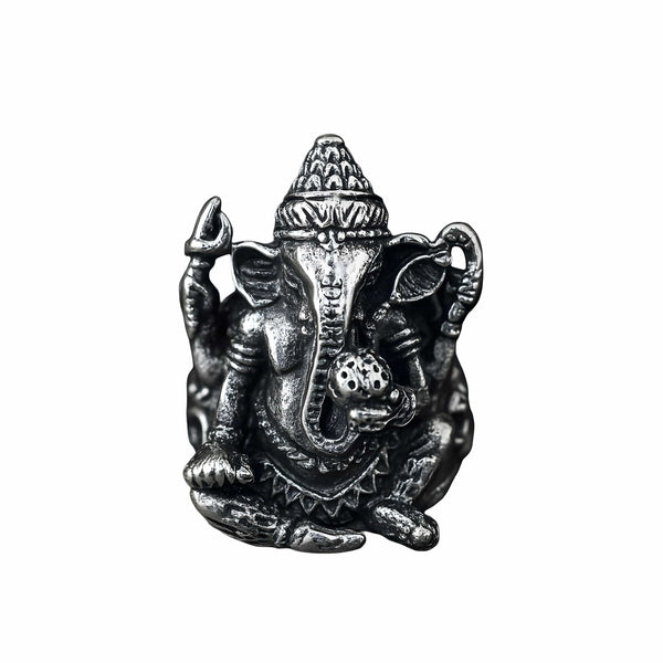 MYSTIC GANRAJ RING - Pure Stainless Steel Men’s Steel-Plated Ring – Statement Luxury Jewelry (Size : 17-22-28)