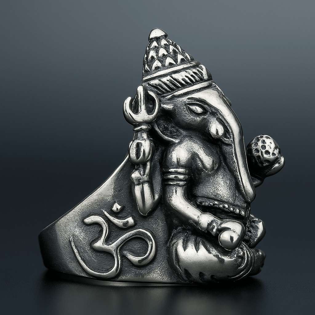 MYSTIC GANRAJ RING - Pure Stainless Steel Men’s Steel-Plated Ring – Statement Luxury Jewelry (Size : 17-22-28) - THE MEN THING