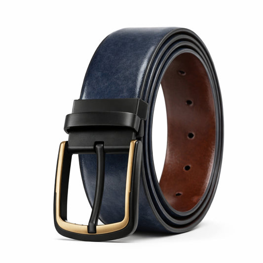 Mens Genuine Leather Belt | 2 in 1 Reversible (BLUE & Brown) (1 Pc.) - AURONOX - THE MEN THING