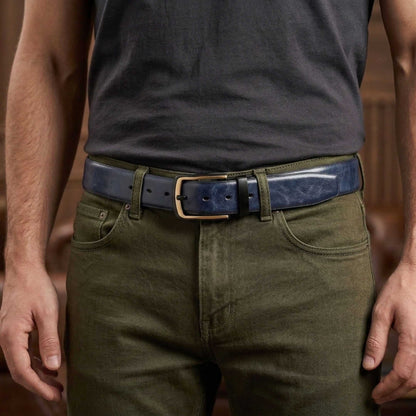 Mens Genuine Leather Belt | 2 in 1 Reversible (BLUE & Brown) (1 Pc.) - AURONOX - THE MEN THING
