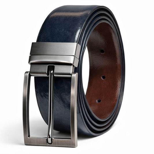 Mens Genuine Leather Belt | 2 in 1 Reversible (BLUE & Brown) (1 Pc.) - NOVEXO - THE MEN THING