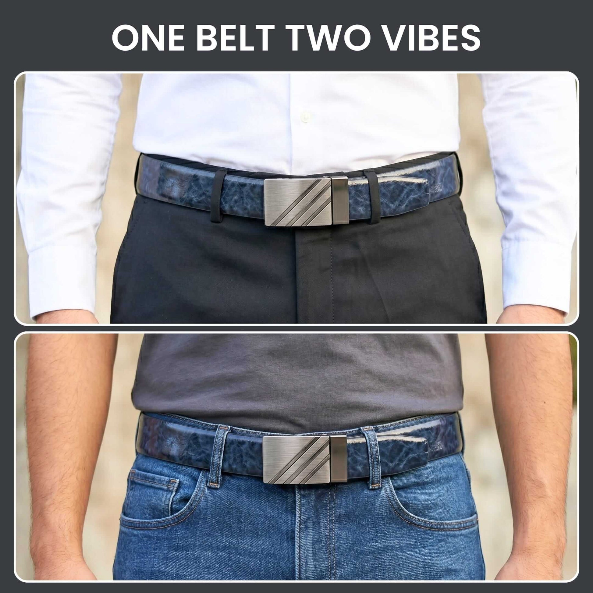 Mens Genuine Leather Belt | 2 in 1 Reversible (BLUE & Brown) (1 Pc.) - STRYVA - THE MEN THING