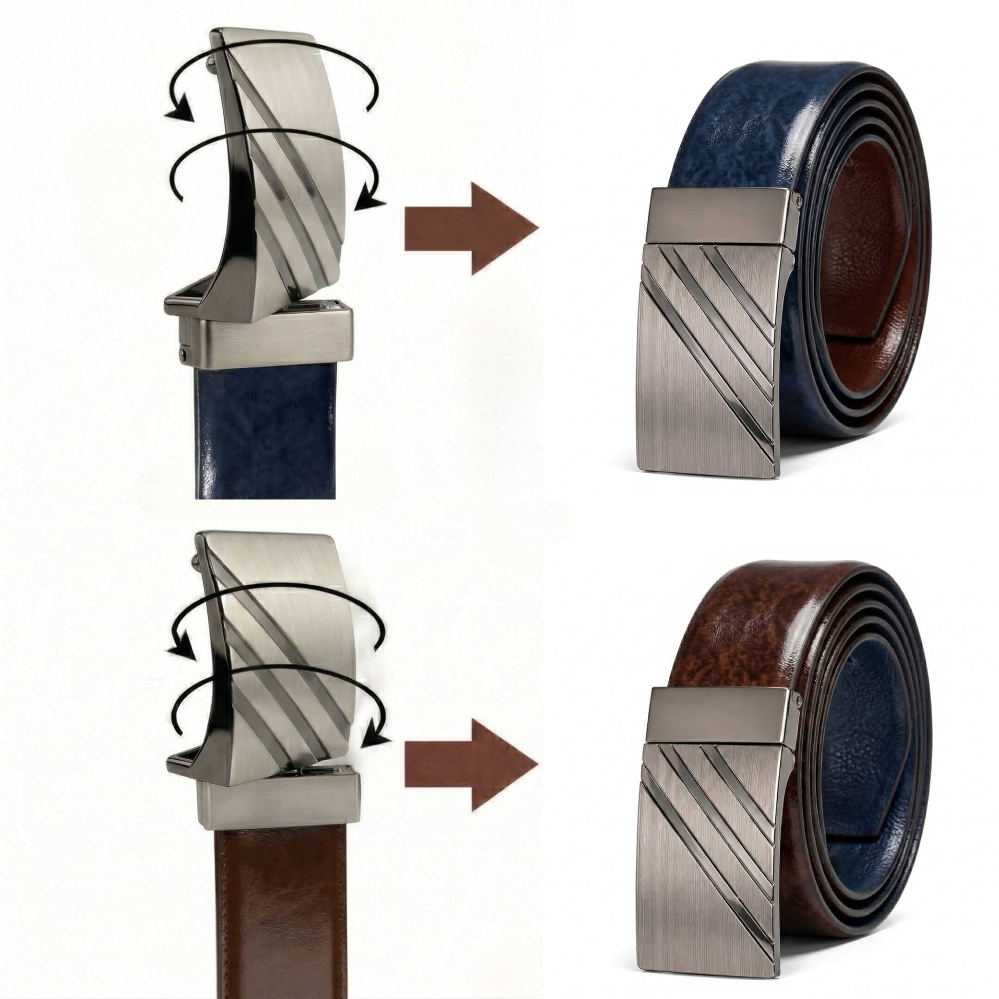 Mens Genuine Leather Belt | 2 in 1 Reversible (BLUE & Brown) (1 Pc.) - STRYVA - THE MEN THING