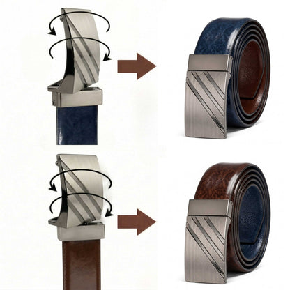 Mens Genuine Leather Belt | 2 in 1 Reversible (BLUE & Brown) (1 Pc.) - STRYVA - THE MEN THING