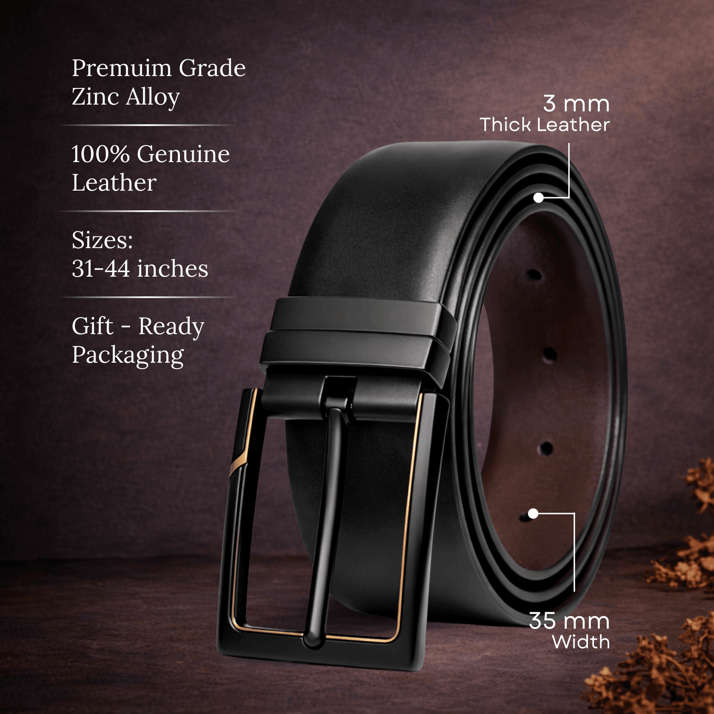 Mens 100% Genuine Leather Belt - ARVIX Smooth Matte (Black & Brown Reversible) — Leather Belts for Men | THE MEN THING