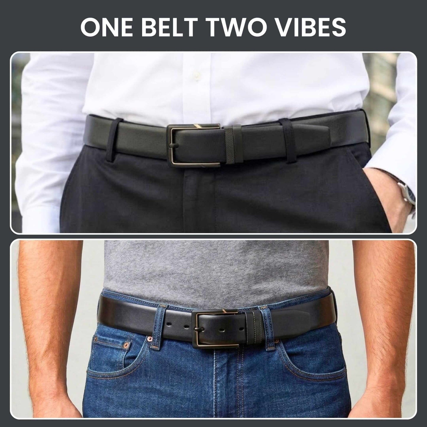 Mens 100% Genuine Leather Belt - ARVIX Smooth Matte (Black & Brown Reversible) — Leather Belts for Men | THE MEN THING