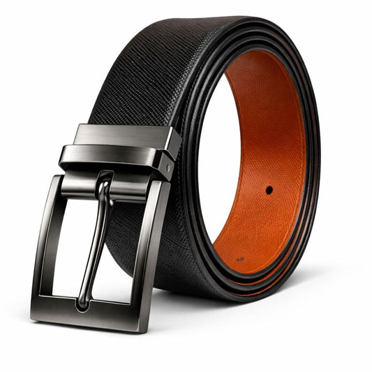 Mens Genuine Leather Belt | 2 in 1 Reversible (Black & Brown) (1 Pc.) - AUREXO - THE MEN THING