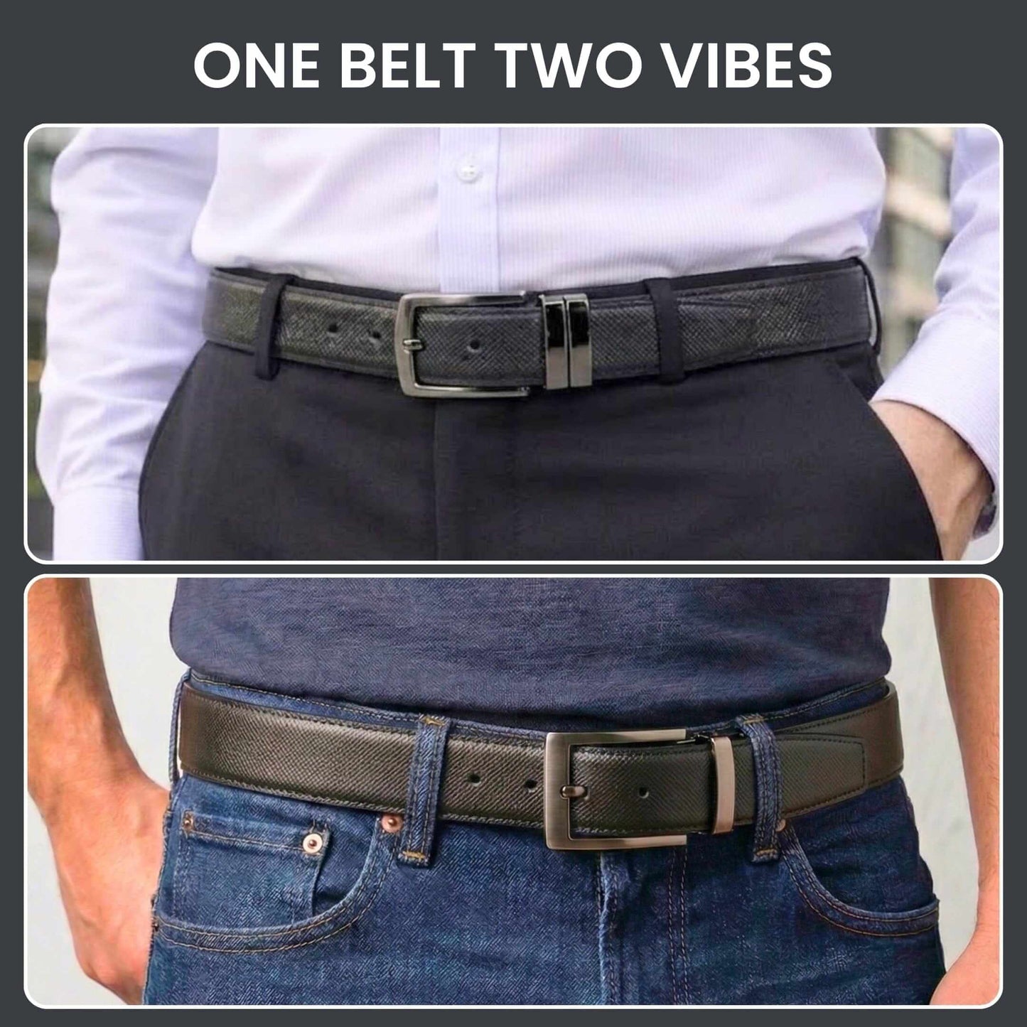 Mens 100% Genuine Leather Belt - AUREXO Fine Grain Tan Core (Black & Brown Reversible) — Leather Belts for Men | THE MEN THING