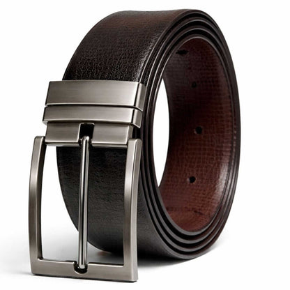 Mens 100% Genuine Leather Belt - AURIVO Croc Emboss (Black & Brown Reversible) — Leather Belts for Men | THE MEN THING