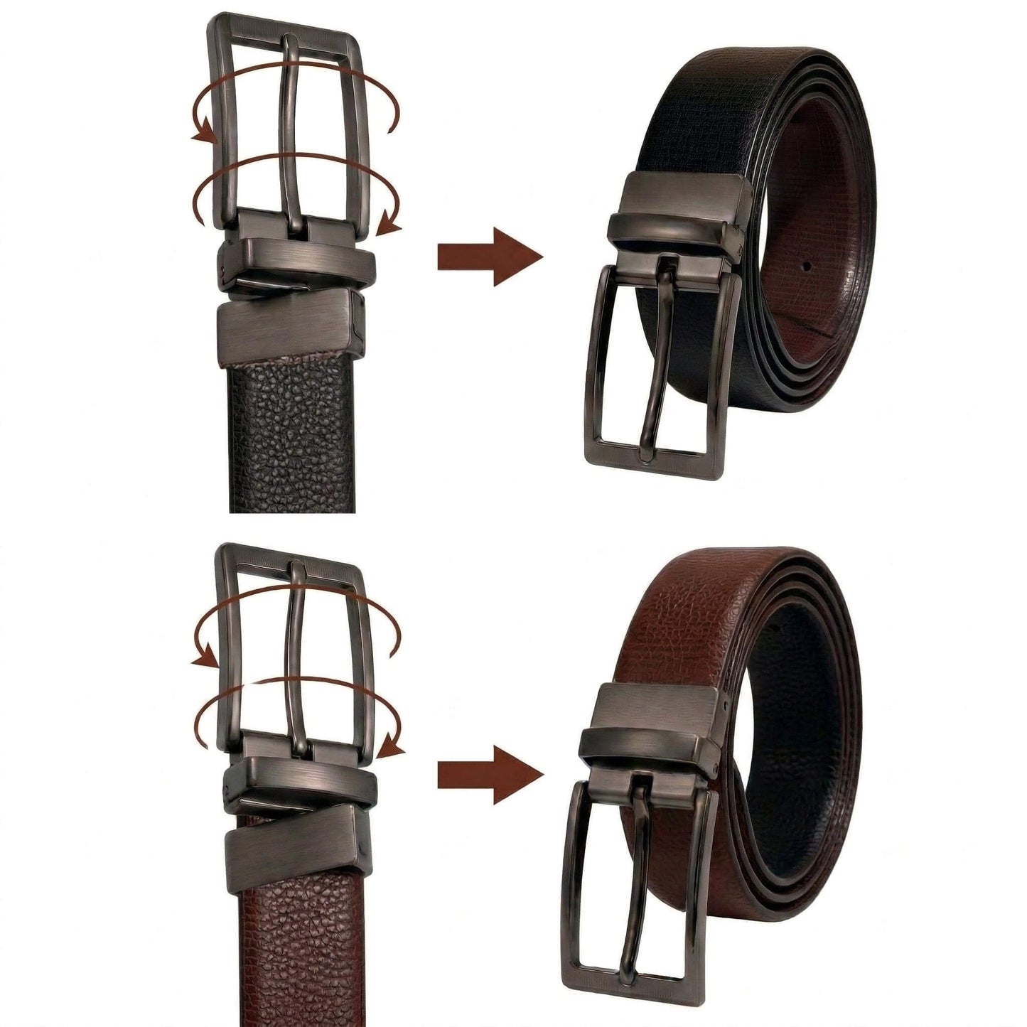 Mens 100% Genuine Leather Belt - AURIVO Croc Emboss (Black & Brown Reversible) — Leather Belts for Men | THE MEN THING