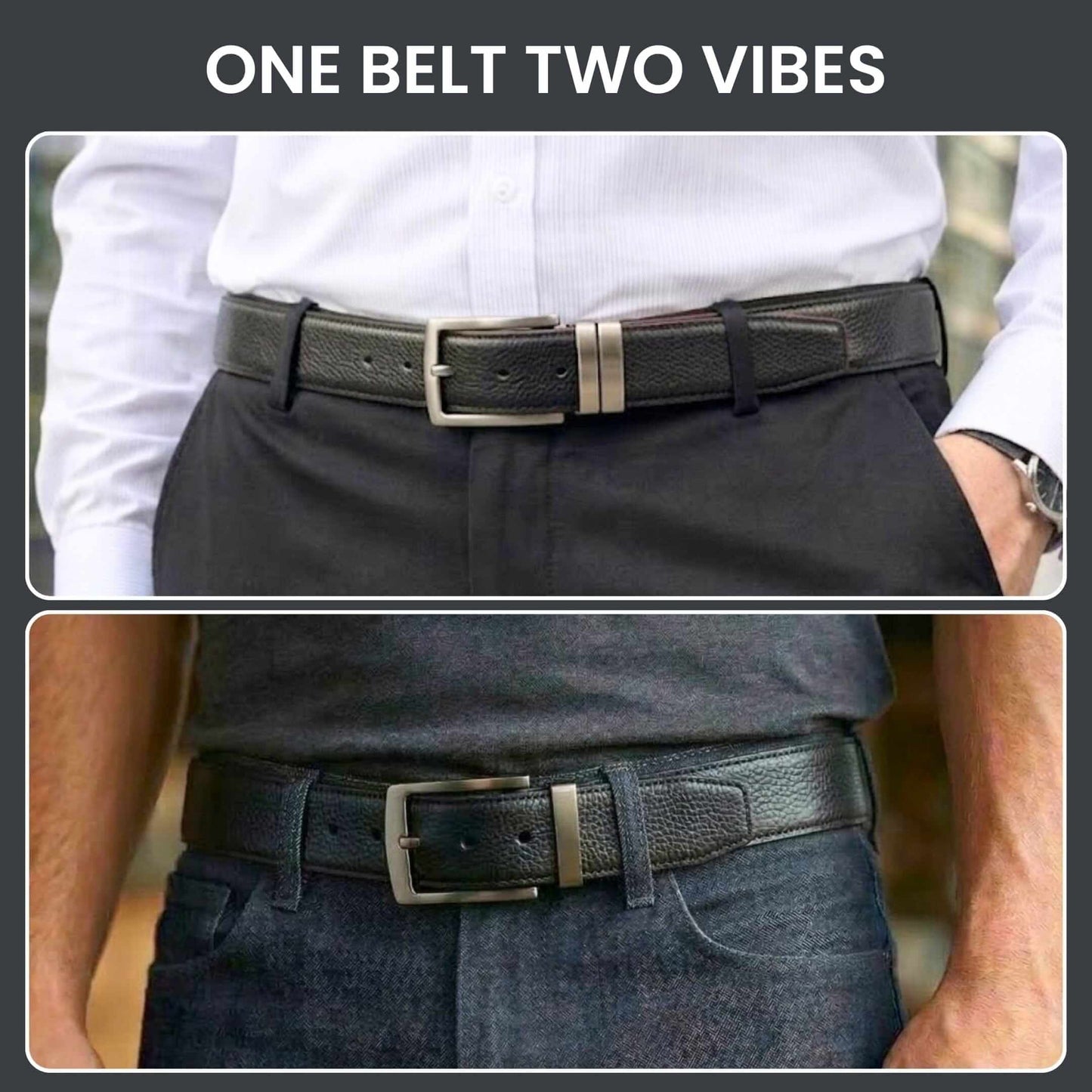 Mens 100% Genuine Leather Belt - AURIVO Croc Emboss (Black & Brown Reversible) — Leather Belts for Men | THE MEN THING