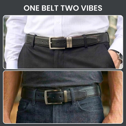 Mens 100% Genuine Leather Belt - AURIVO Croc Emboss (Black & Brown Reversible) — Leather Belts for Men | THE MEN THING