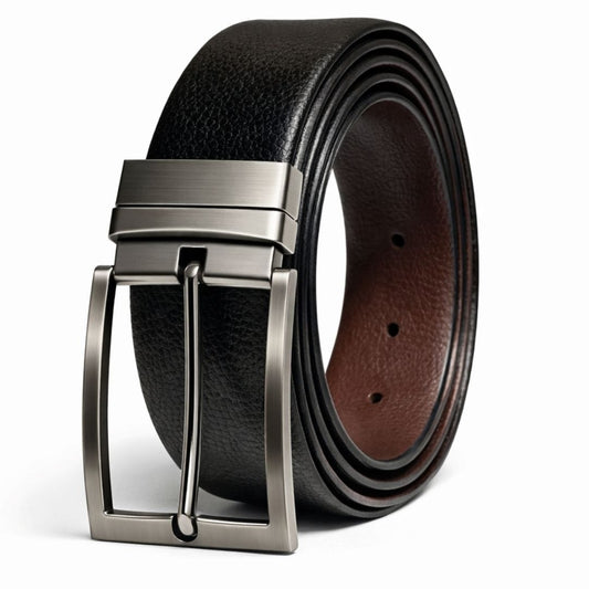 Mens Genuine Leather Belt | 2 in 1 Reversible (Black & Brown) (1 Pc.) - AURTEX - THE MEN THING