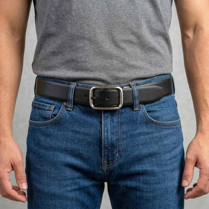 Mens 100% Genuine Leather Belt - BLAVOR Smooth Classic (Black & Brown Reversible) — Leather Belts for Men | THE MEN THING
