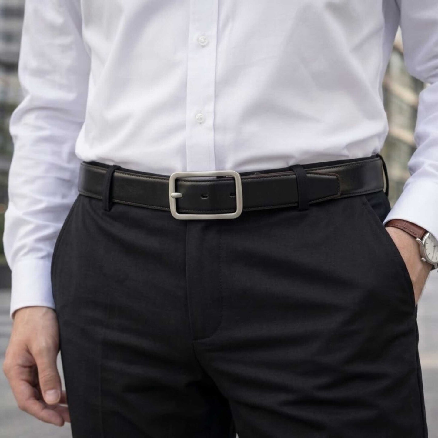 Mens 100% Genuine Leather Belt - BLAVOR Smooth Classic (Black & Brown Reversible) — Leather Belts for Men | THE MEN THING