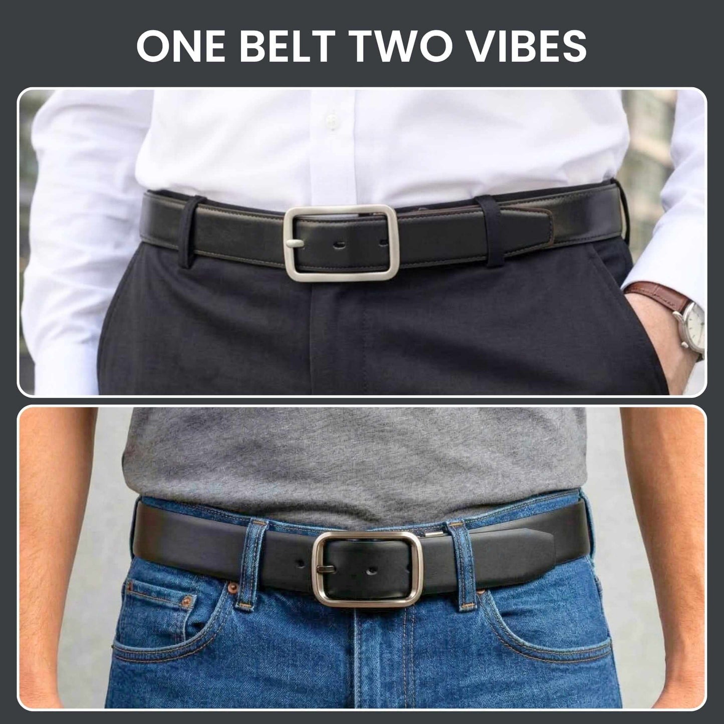Mens 100% Genuine Leather Belt - BLAVOR Smooth Classic (Black & Brown Reversible) — Leather Belts for Men | THE MEN THING