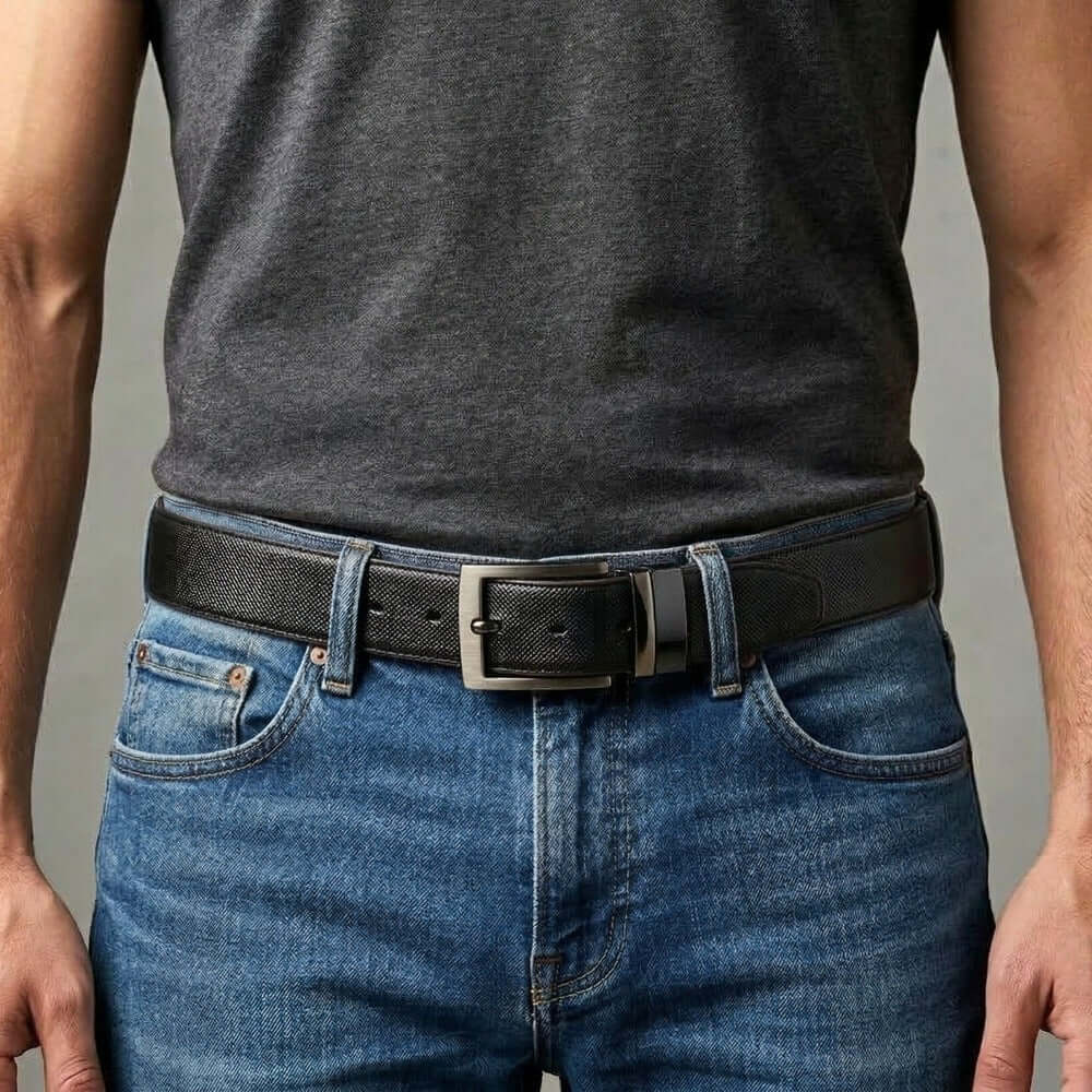 Mens 100% Genuine Leather Belt - BRANOR Smooth Tan Core (Black & Brown Reversible) — Leather Belts for Men | THE MEN THING