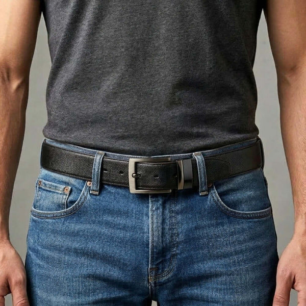 Mens 100% Genuine Leather Belt - BRANOR Smooth Tan Core (Black & Brown Reversible)