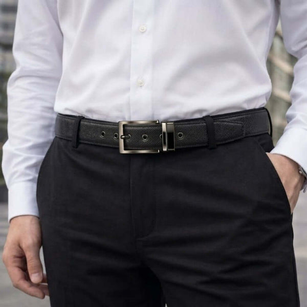 Mens 100% Genuine Leather Belt - BRANOR Smooth Tan Core (Black & Brown Reversible)
