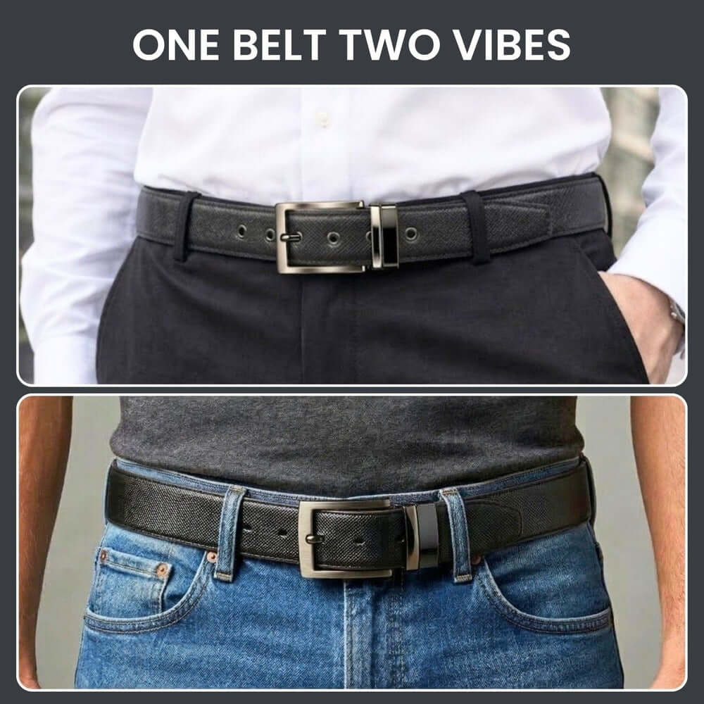 Mens 100% Genuine Leather Belt - BRANOR Smooth Tan Core (Black & Brown Reversible) — Leather Belts for Men | THE MEN THING