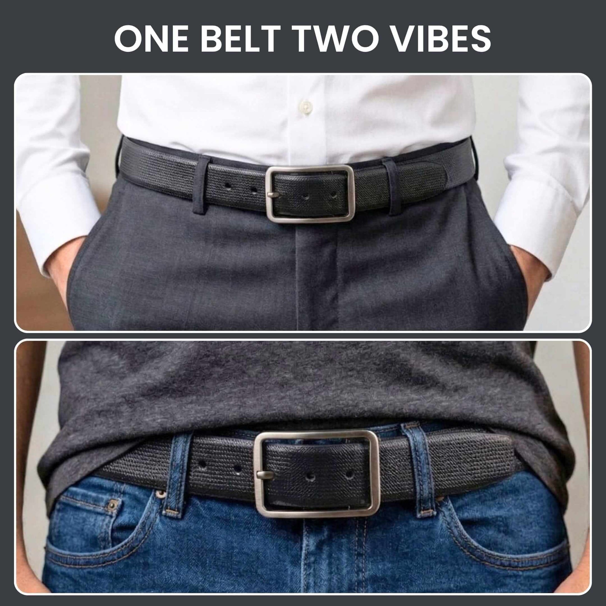 Mens 100% Genuine Leather Belt - BREVON Fine Texture (Black & Brown Reversible) — Leather Belts for Men | THE MEN THING