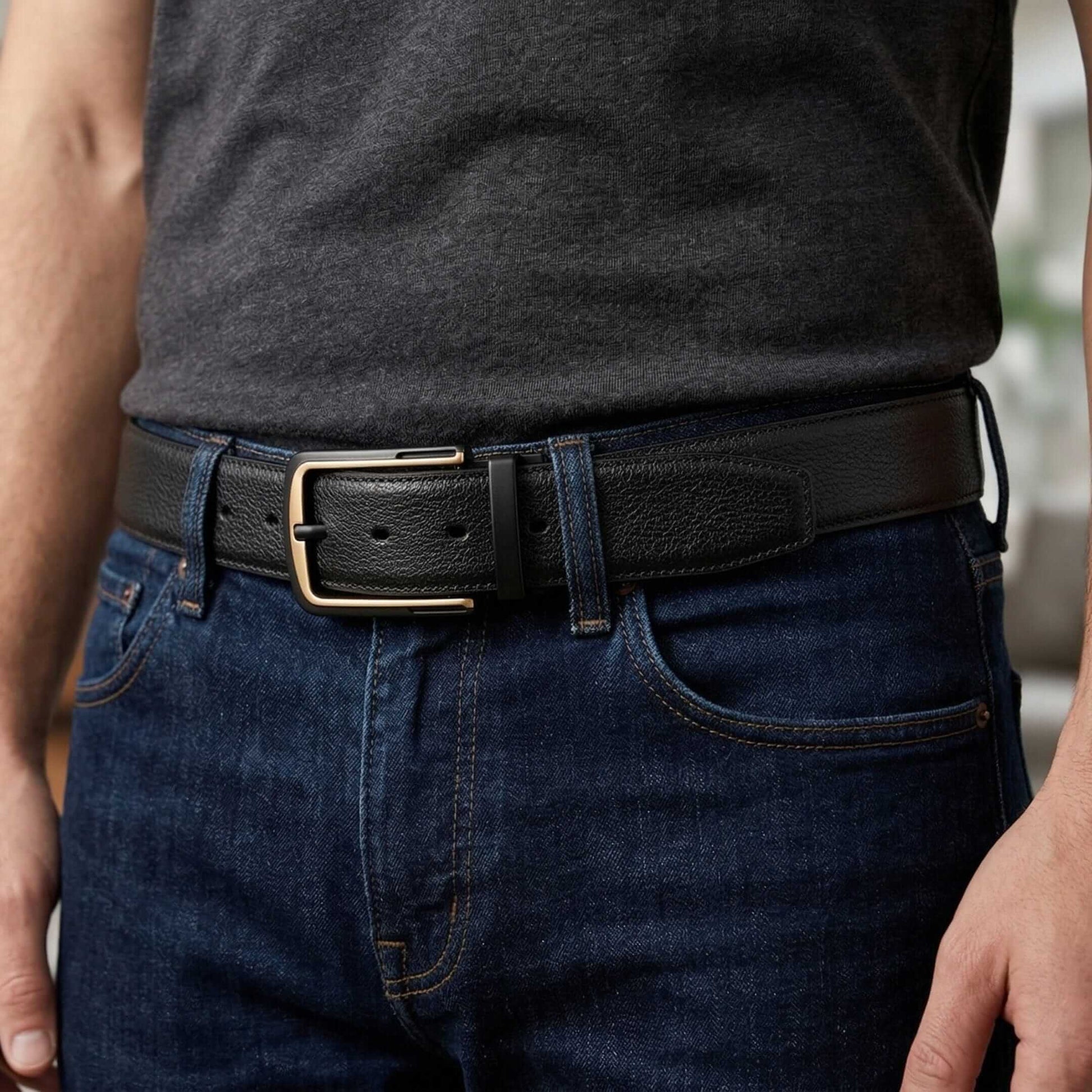 Mens Genuine Leather Belt | 2 in 1 Reversible (Black & Brown) (1 Pc.) - DARKLUX - THE MEN THING