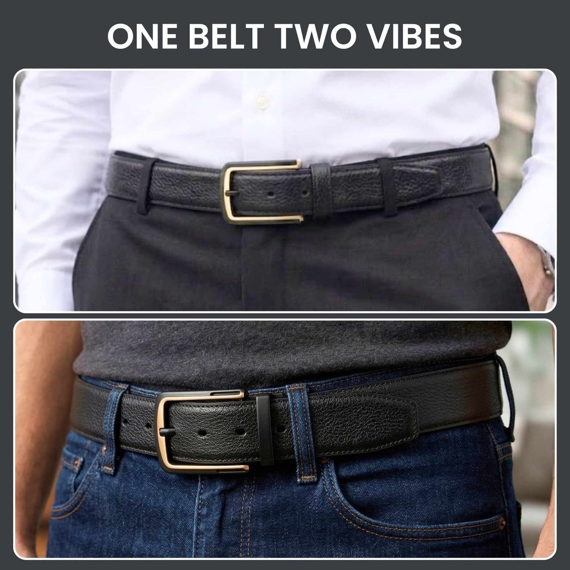 Mens Genuine Leather Belt | 2 in 1 Reversible (Black & Brown) (1 Pc.) - DARKLUX - THE MEN THING
