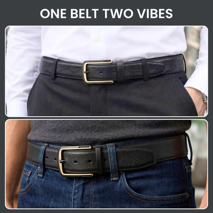 Mens Genuine Leather Belt | 2 in 1 Reversible (Black & Brown) (1 Pc.) - DARKLUX - THE MEN THING