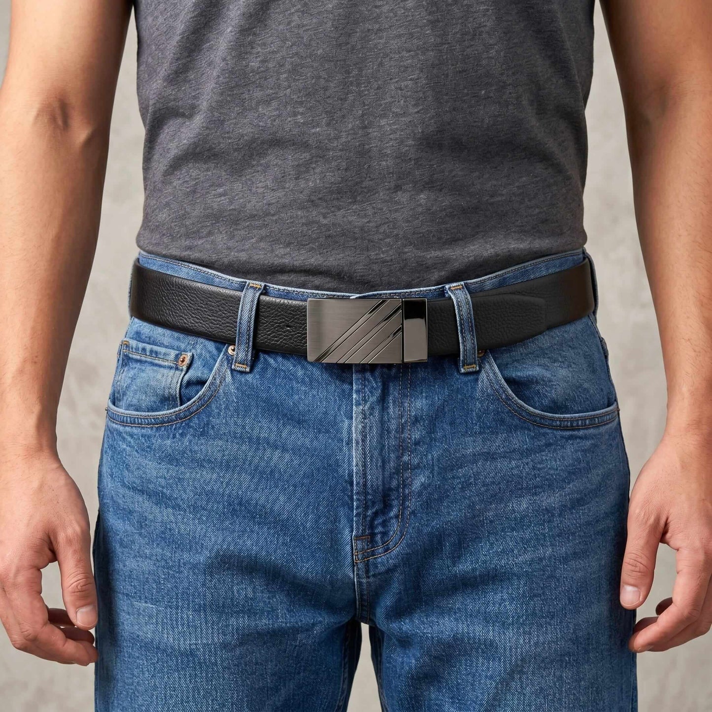 Mens 100% Genuine Leather Belt - DIAGON EDGE Smooth Auto Plate (Black & Brown Reversible) — Leather Belts for Men | THE MEN THING