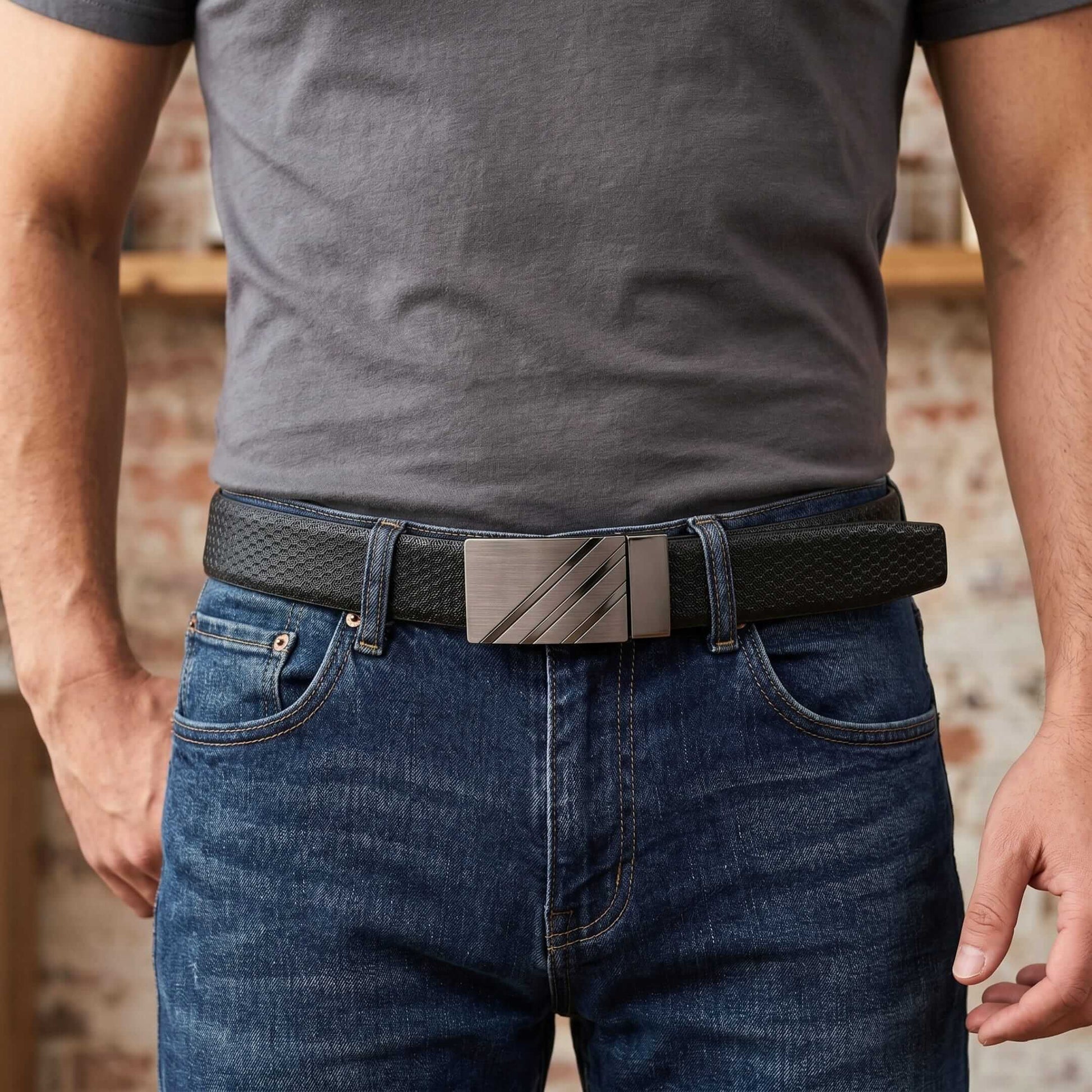 Mens 100% Genuine Leather Belt - DIAGONOX Smooth Auto Plate (Black & Brown Reversible) — Leather Belts for Men | THE MEN THING