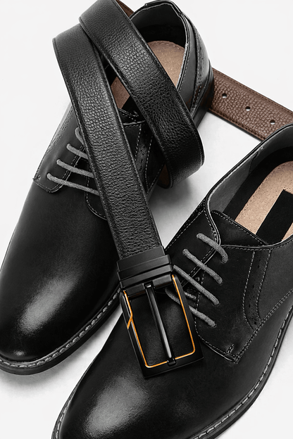 Mens 100% Genuine Leather Belt - DORVEX Smooth Deep Tone (Black & Brown Reversible) — Leather Belts for Men | THE MEN THING