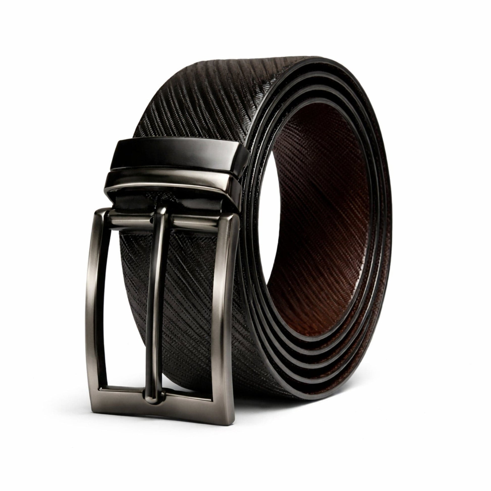 Mens Genuine Leather Belt | 2 in 1 Reversible (Black & Brown) (1 Pc.) - DUALCOR - THE MEN THING