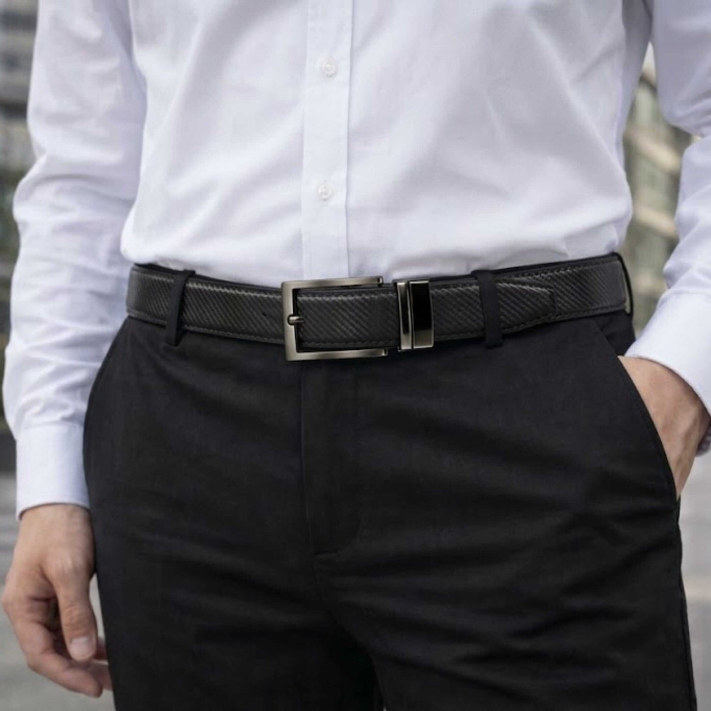 Mens Genuine Leather Belt | 2 in 1 Reversible (Black & Brown) (1 Pc.) - DUALCOR - THE MEN THING