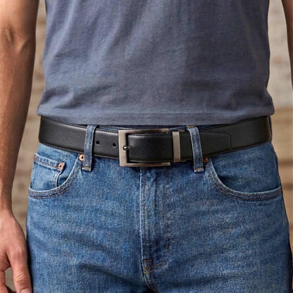 Mens 100% Genuine Leather Belt - DUALIX Smooth Matte (Black & Brown Reversible) — Leather Belts for Men | THE MEN THING