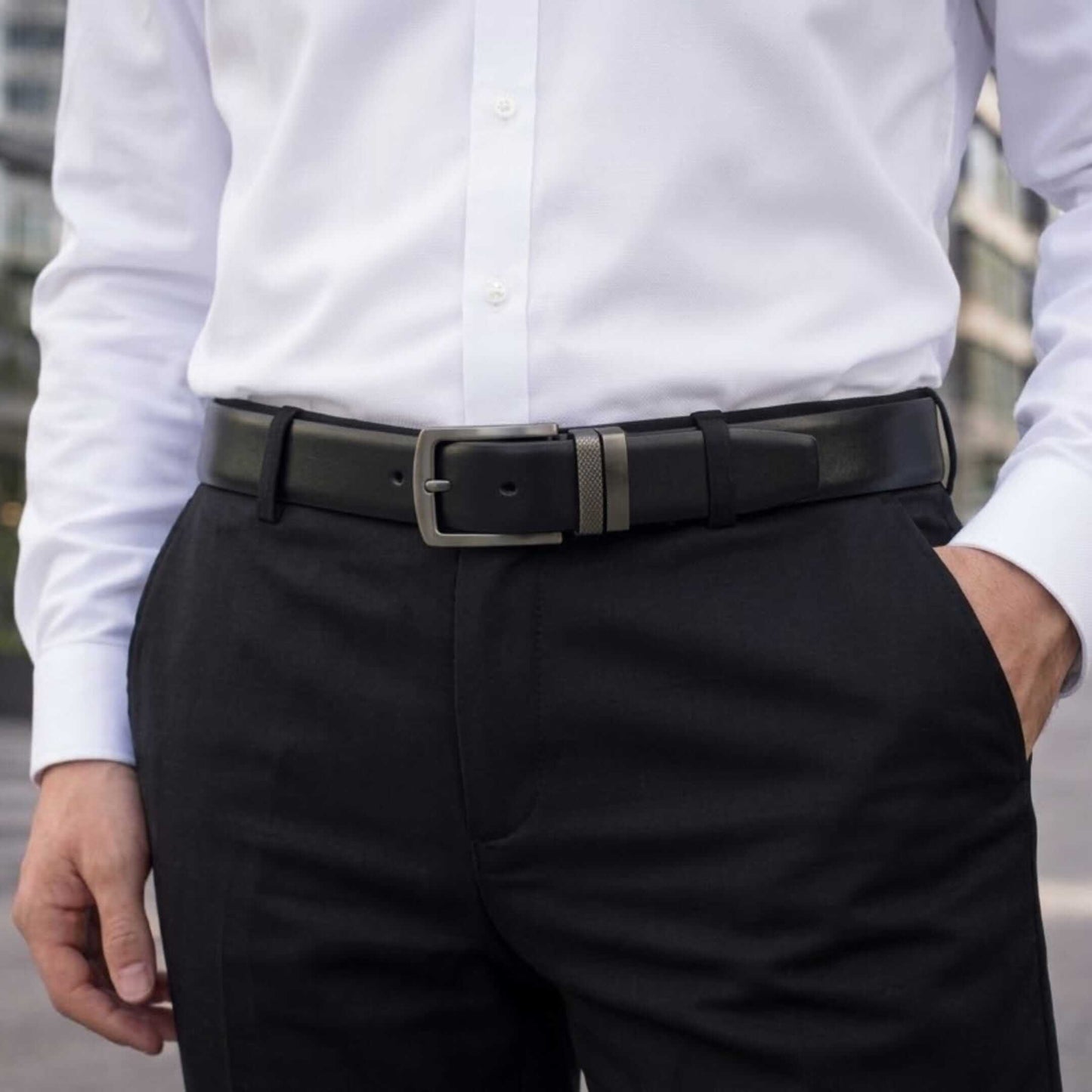 Mens 100% Genuine Leather Belt - DUALIX Smooth Matte (Black & Brown Reversible) — Leather Belts for Men | THE MEN THING