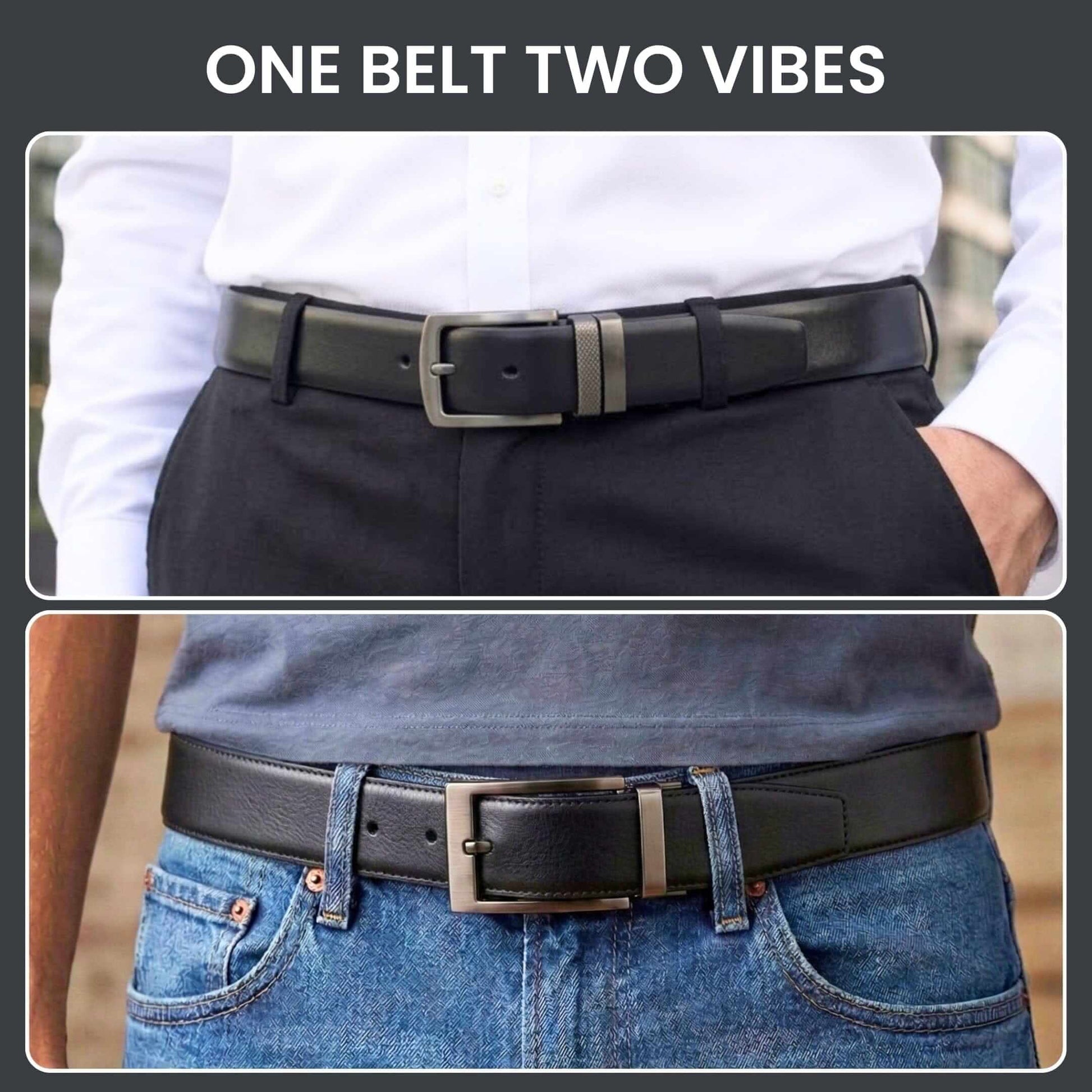 Mens 100% Genuine Leather Belt - DUALIX Smooth Matte (Black & Brown Reversible) — Leather Belts for Men | THE MEN THING