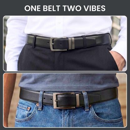 Mens 100% Genuine Leather Belt - DUALIX Smooth Matte (Black & Brown Reversible) — Leather Belts for Men | THE MEN THING