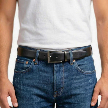 Mens 100% Genuine Leather Belt - DUALON Smooth Classic (Black & Brown Reversible) — Leather Belts for Men | THE MEN THING