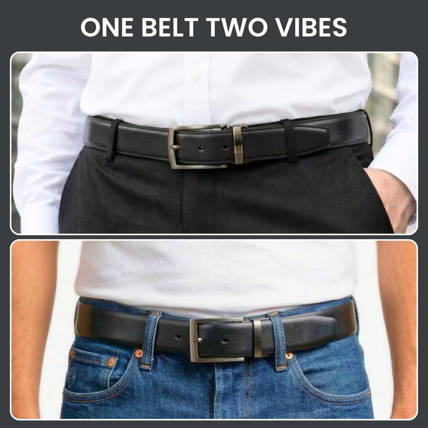 Mens 100% Genuine Leather Belt - DUALON Smooth Classic (Black & Brown Reversible) — Leather Belts for Men | THE MEN THING