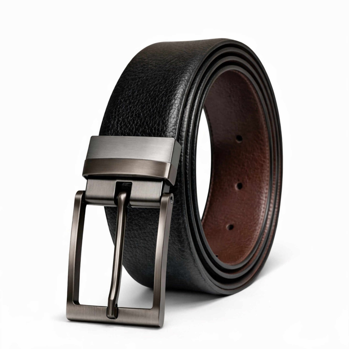 Mens 100% Genuine Leather Belt - DURON Fine Grain Finish (Black & Brown Reversible) — Leather Belts for Men | THE MEN THING