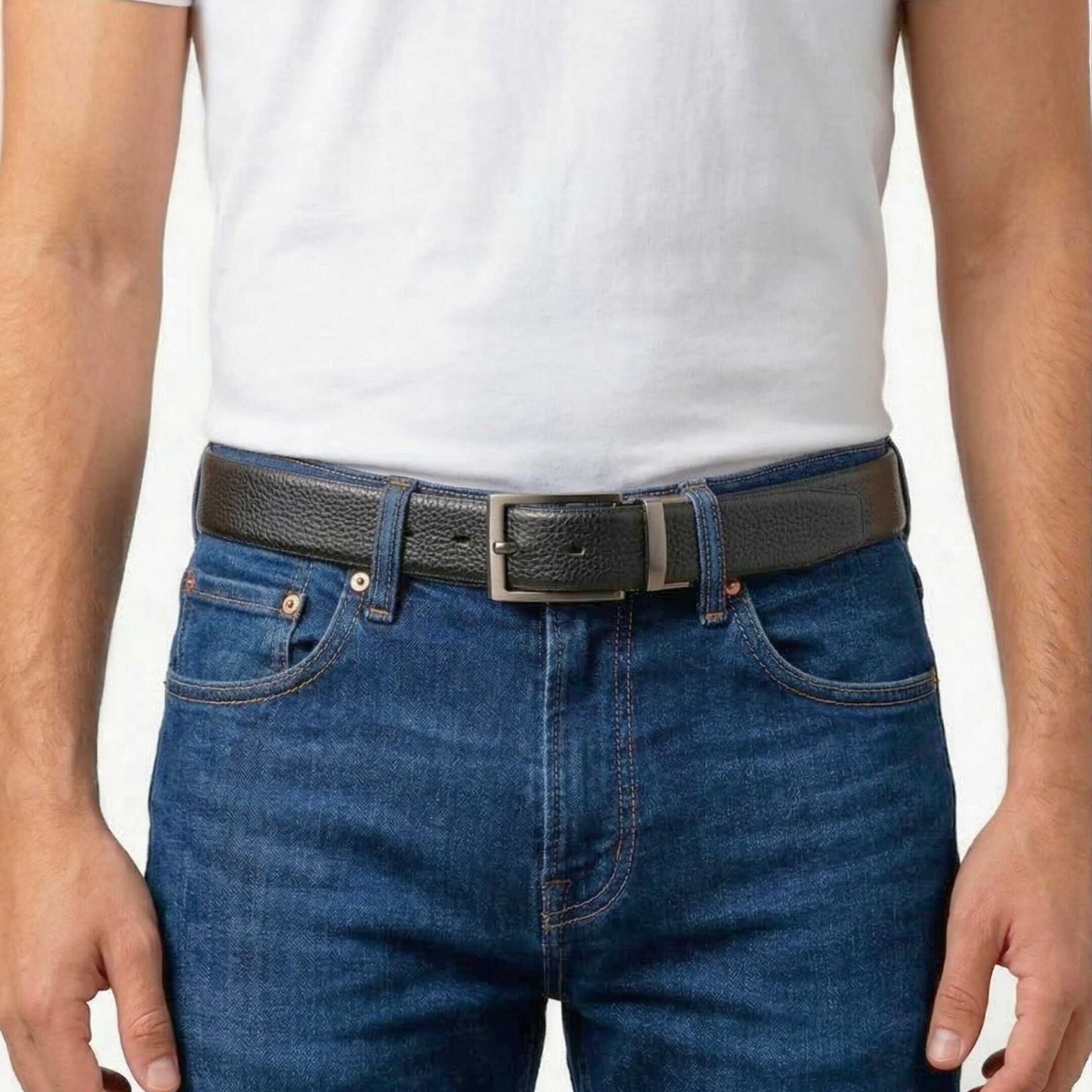 Mens 100% Genuine Leather Belt - DURON Fine Grain Finish (Black & Brown Reversible) — Leather Belts for Men | THE MEN THING