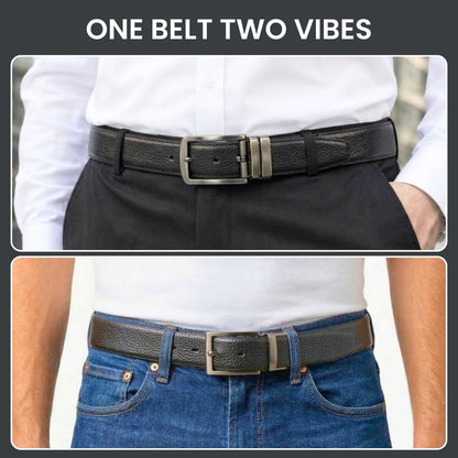 Mens 100% Genuine Leather Belt - DURON Fine Grain Finish (Black & Brown Reversible) — Leather Belts for Men | THE MEN THING