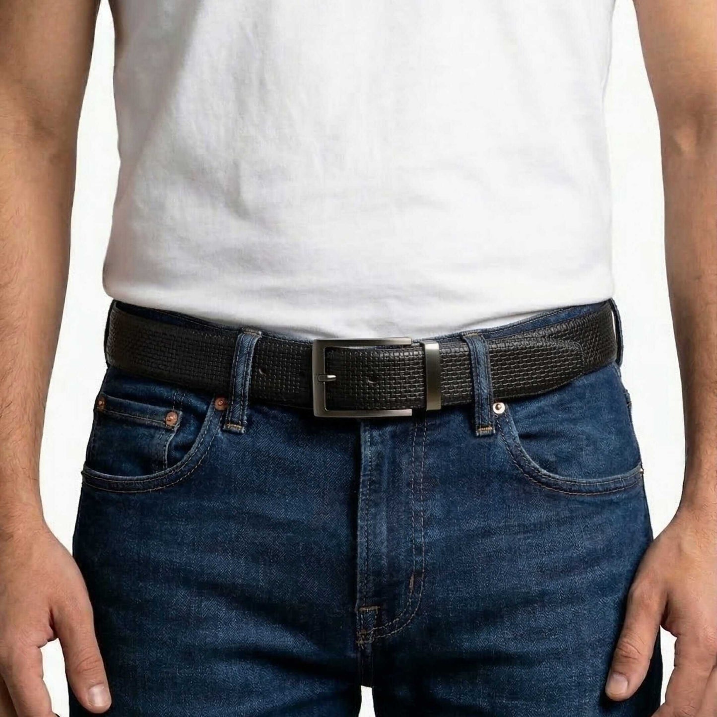 Mens Genuine Leather Belt | 2 in 1 Reversible (Black & Brown) (1 Pc.) - GRIDON - THE MEN THING