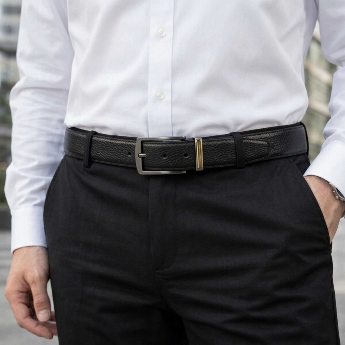 Mens Genuine Leather Belt | 2 in 1 Reversible (Black & Brown) (1 Pc.) - GRIDON - THE MEN THING