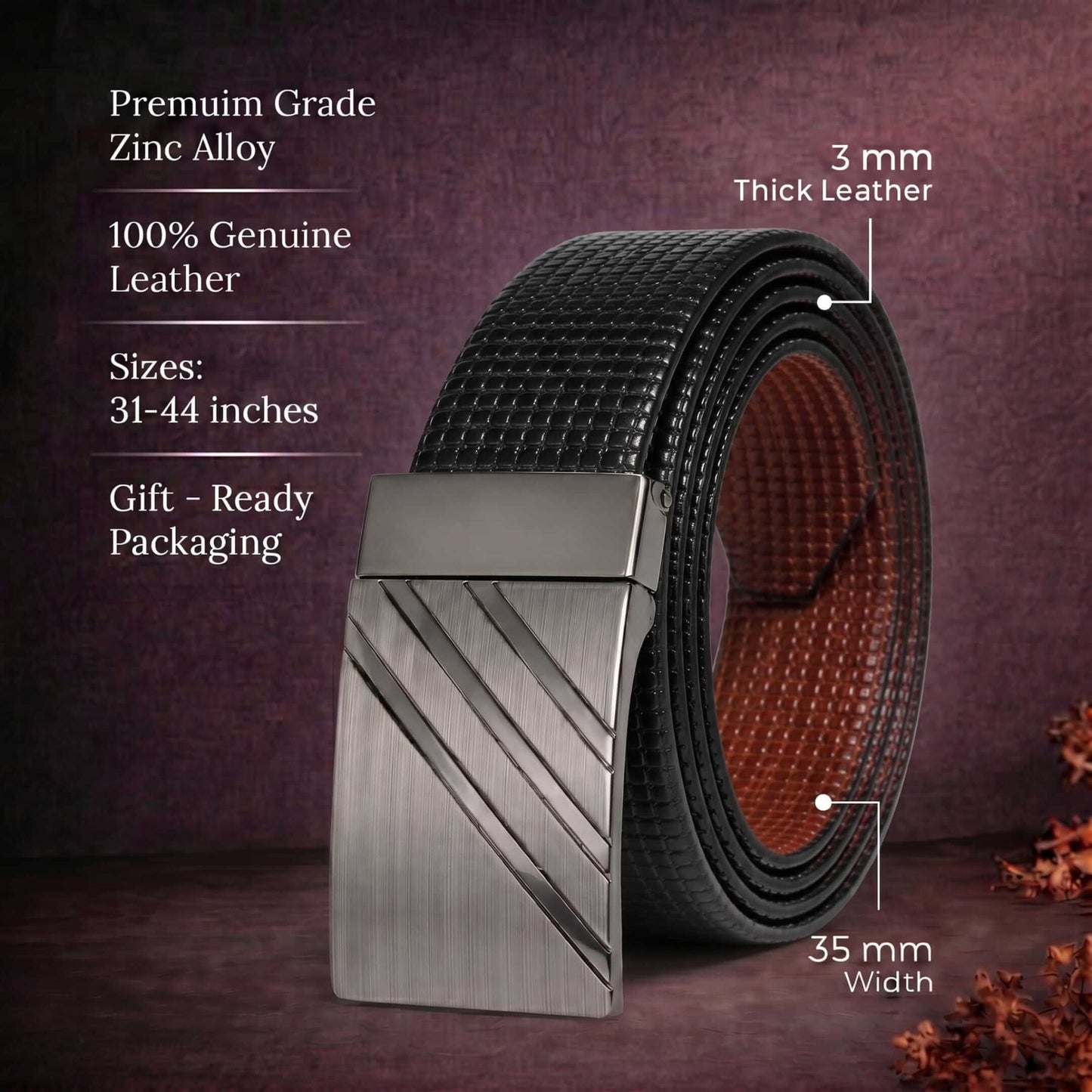 Mens Genuine Leather Belt | 2 in 1 Reversible (Black & Brown) (1 Pc.) - GRIDSTRIKE - THE MEN THING