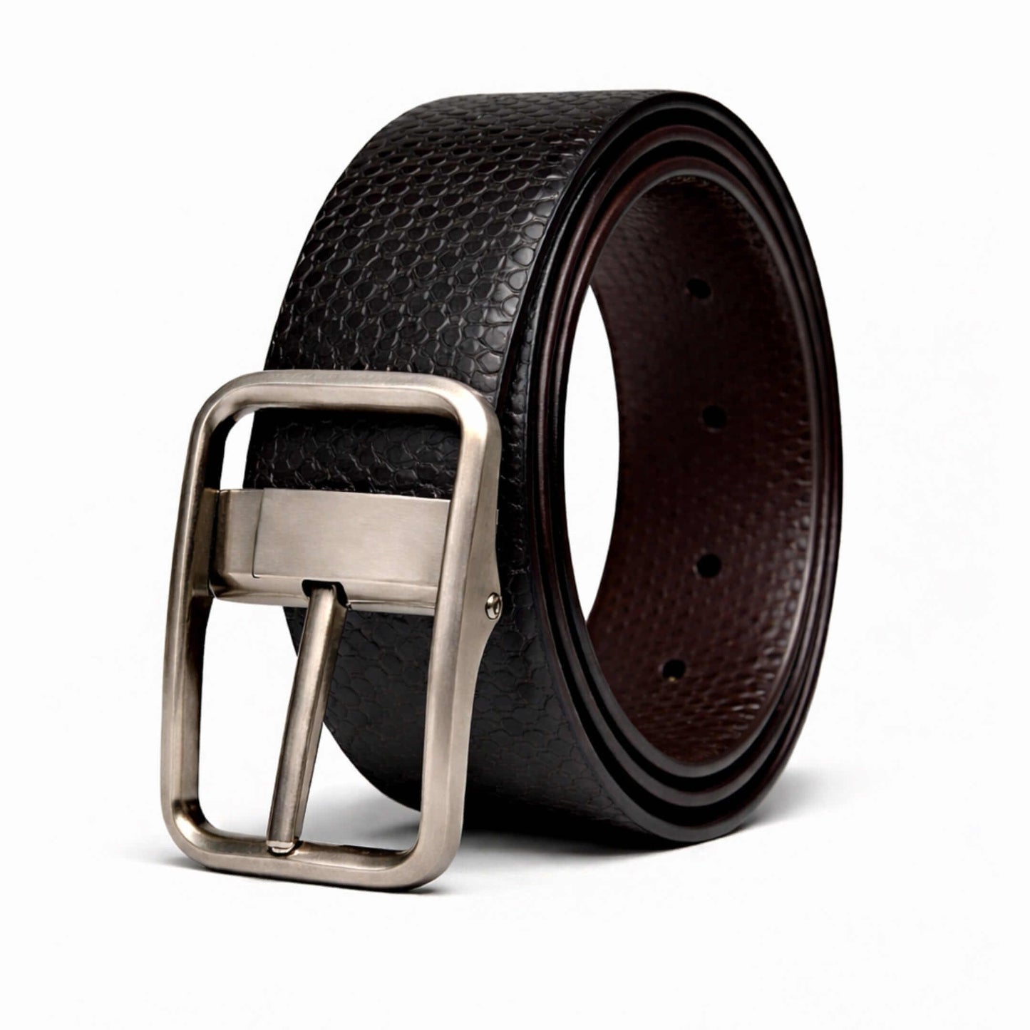 Mens 100% Genuine Leather Belt - HEXSHIFT Pebble Grain (Black & Brown Reversible) — Leather Belts for Men | THE MEN THING