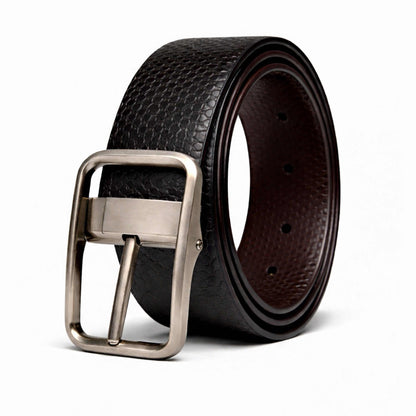 Mens 100% Genuine Leather Belt - HEXSHIFT Pebble Grain (Black & Brown Reversible) — Leather Belts for Men | THE MEN THING