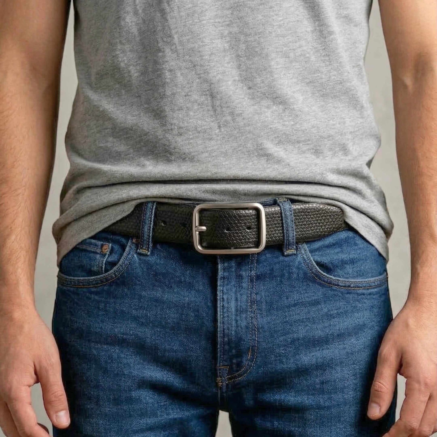 Mens 100% Genuine Leather Belt - HEXSHIFT Pebble Grain (Black & Brown Reversible) — Leather Belts for Men | THE MEN THING